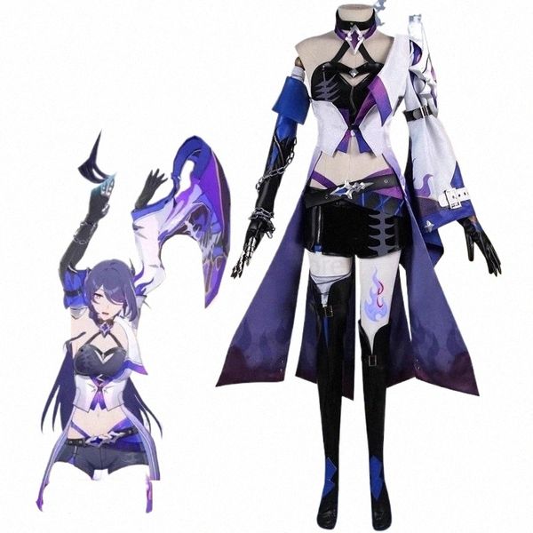 Acher Anime Game Hkai: Star Rail Cosplay Costume Vêtements Perruque Uniforme Cosplay Acher Sexy Halen Party Femme Set Acher c67R #