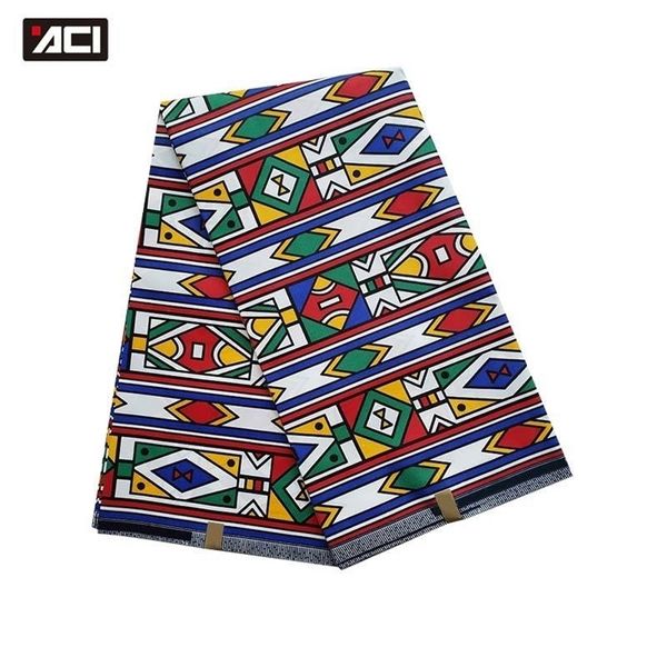 ACI African Kente Fabric 6 Yardas / Piece Nueva Moda Ankara Fabric African Real Wax Prints Tissu Africain Ghana Wax Prints Fabric T200810