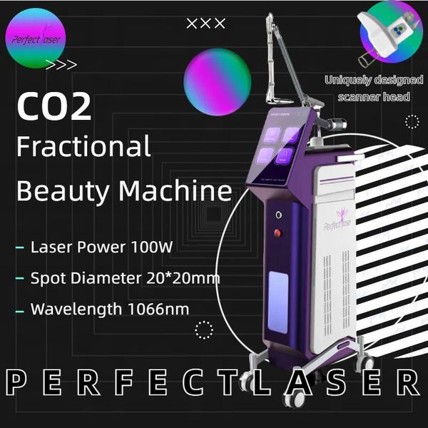 Acné Treat 100W CO2 Dispositif Dermatologie CO2 Laser Machine Traitement de l'acné blanchiment de la peau Élimination des rides Équipement de resurfaçage de la peau RF fractionné