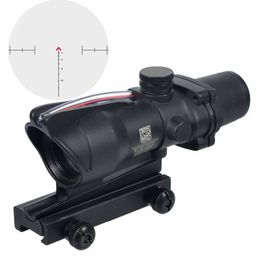 ACOG 4X32 Fibre Optique Point Rouge Vert Illuminé Chevron Verre Gravé Réticule Tactique Loupe Optique Portée Chasse Vue-Rouge