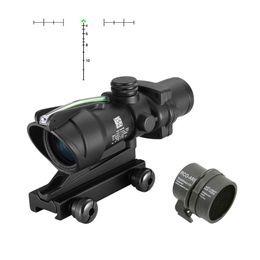 ACOG 4X32 Fiber Source Scope Rood Verlichte Optics Rifle Airsoft 4x Vergrootglas Riflescope Chevron Glas Geëtst Richtkruis met Killflash Beschermhoes