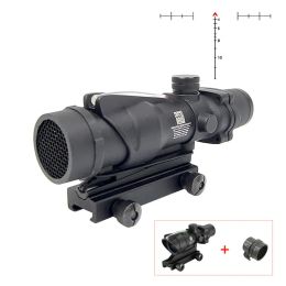 ACOG Portée de source de fibre 4X32 Fibre optique éclairée rouge Airsoft Loupe 4x Chevron Réticule gravé en verre avec couvercle de protection Killflash