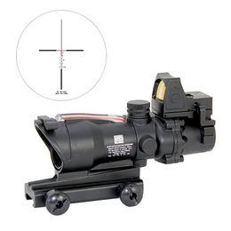 ACOG Fiber Source Scope 4x32 optique rouge éclairé avec RMR point rouge Chevron verre gravé motif Riticle vue tactique chasse Airsoft loupe 4x lunette de visée