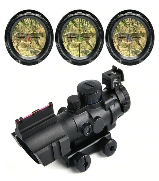 ACOG Alcance Fibra Iluminada 4x32 Rifle Óptico Mira Rojo Táctico Tri Acog Prismatic7090601