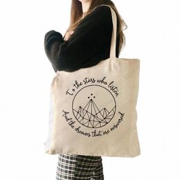 Acotar Velaris motif sac fourre-tout double face impression toile sacs fourre-tout sac à bandoulière pour l'école polyvalente sac de magasin H0Zi #