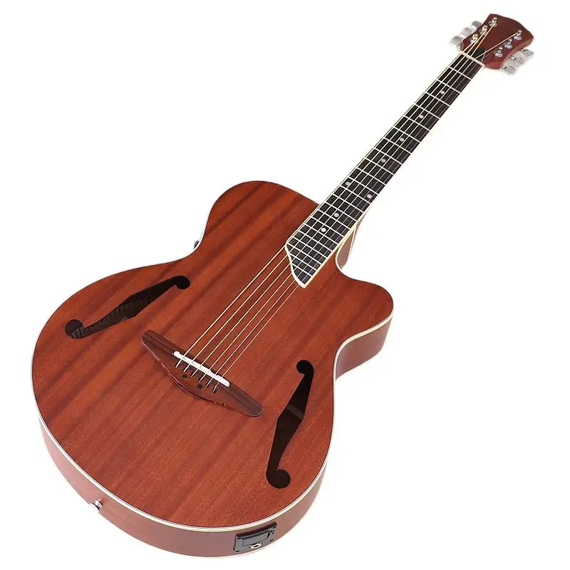 Akustisk gitarr 40 tum akustisk gitarrbrun 6 strängar folk gitarr full sapele trä kropp cutaway matt finish gitarra