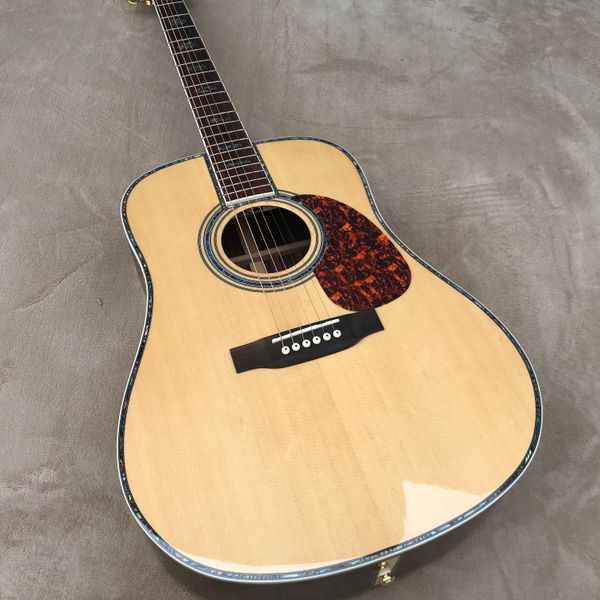 Guitare acoustique, 41'' 45 D 20 frettes incrustation de perles avec égaliseur, dessus en épicéa massif, bois de rose sur le côté