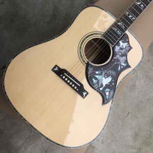 Guitarra acústica Panel de abeto de 41 pulgadas Panel lateral trasero de madera de rosa Incrustación de abulón real Diapasón de ébano Soporte Personalización Envío gratuito