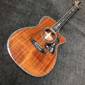 Guitare acoustique 41 pouces, 6 cordes, tout en bois KOA, touche en palissandre, véritable incrustation d'ormeau, Support de personnalisation, livraison gratuite