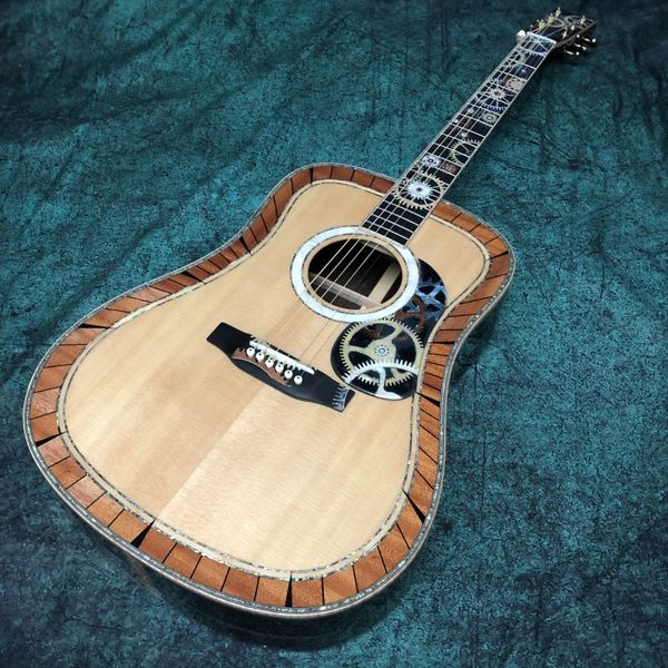 Guitare acoustique 6 cordes 41 pouces D200, tout bois d'ébène, touche en véritable ormeau, Support de personnalisation, livraison gratuite