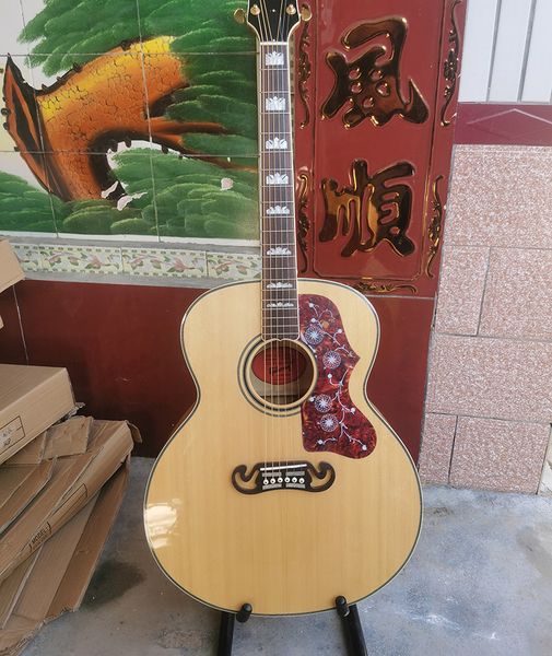 Guitare acoustique J200, SJ200, EQ, corps avant en placage d'érable, couleur bois d'origine, en stock