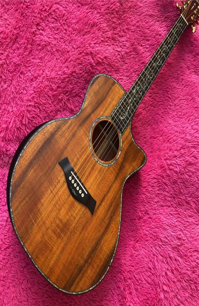 Guitarra acústica Top Calidad All Koa Wood PS14CE 41 pulgadas Reales Inquiestres de abulón de la ébano PS14 Guitarra3905537