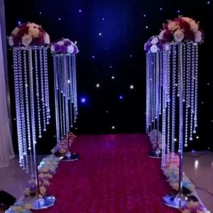 Acryl 110cm Decoraties Crystal Wedding Tall middelpunt Tafel Bloemwandeling Road Event Party T-Stand Decor FY3764