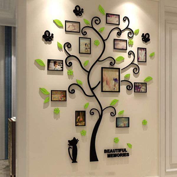 Acrylique 3D Famille Cadre Photo Arbre Stickers Muraux Amovible DIY Art Mur Affiche Stickers Pour Salon Chambre Décoration De La Maison Y200102