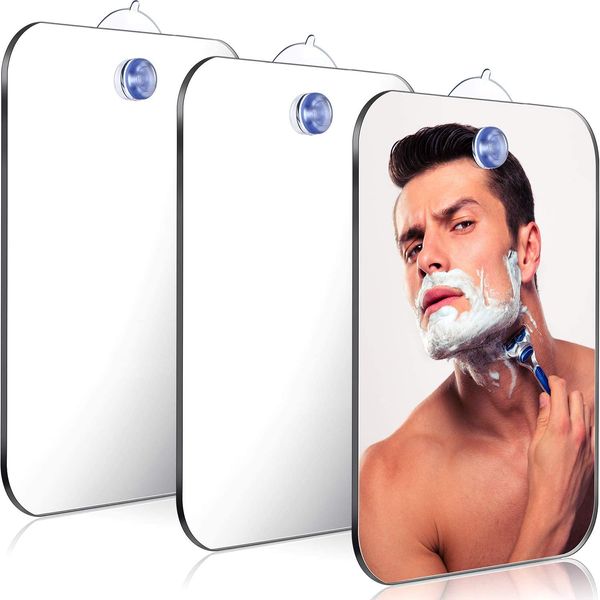 Espejo acrílico antiniebla, herramientas de baño, ducha, afeitado, espejo sin niebla, baño, accesorios de viaje con succión de pared para hombres y mujeres