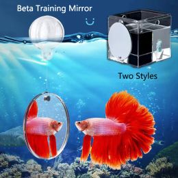 Aquarium acrylique Betta Mirror Avan de pêche flottante Miroir rond flottant pour poisson Betta Flowerhorn Cichlid Training 4cm / 5cm / 6cm / 7cm / 8cm / 9cm