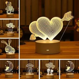 Ballon acrylique amour romantique en forme de coeur 3D LED veilleuse lampe de Table décorative saint valentin chérie cadeau de femme 1208