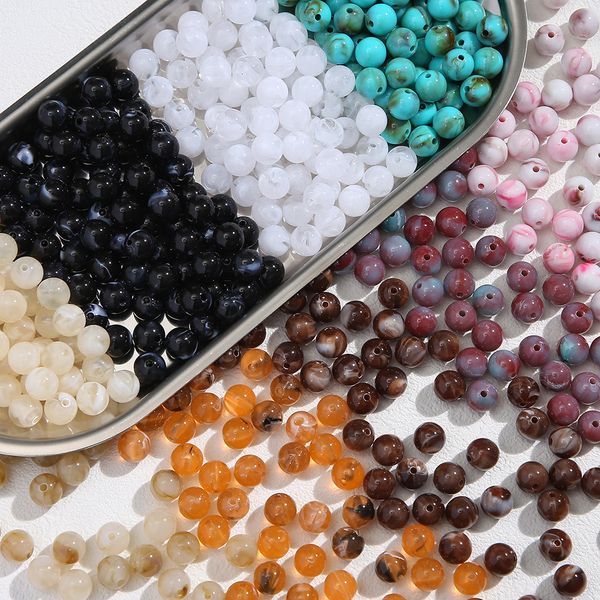 Perles acryliques pour Bracelets, colliers, boucles d'oreilles, fournitures de fabrication de bijoux, Kit de perles rondes turquoise en vrac pour adultes et enfants, artisanat de bricolage, vente en gros