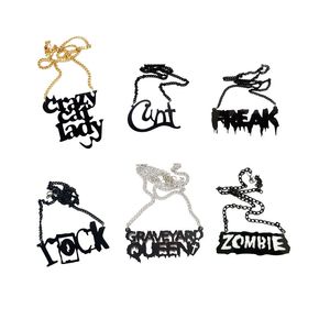 Colliers de pendentif en acrylique Black Pendants Halloween Hip Hop Bijoux Zombie Freak Queen Cat Rock Fashion Design Party Collier pour hommes Femmes
