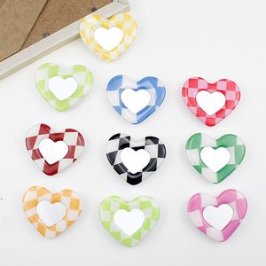 Espejo de maquillaje con borde acrílico, soportes para teléfonos móviles inteligentes plegables, accesorios para móviles, forma de corazón, soporte para teléfono bonito