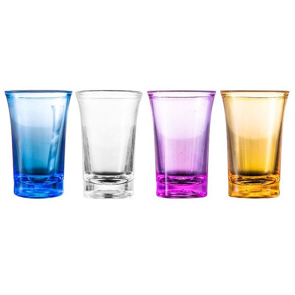 Copa de bala acrílica, copa de licor de plástico, 4 tipos de suministros de barra de color, copas de vino creativas de color
