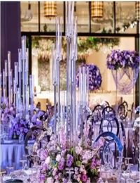 Candélabre en acrylique 4 5 8 9 têtes, bras, bougeoirs, centre de table de mariage, support de fleurs, chandelier, décoration de maison, sx2163208