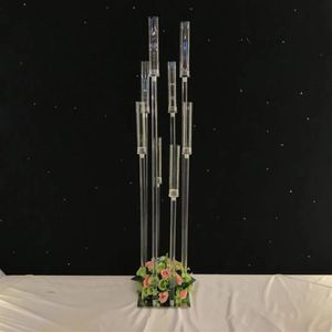 Candelabro acrílico de 8 cabezas, candelabros con brazos, centro de mesa de boda, soporte de flores, candelabro para fiesta, decoración del hogar 212F