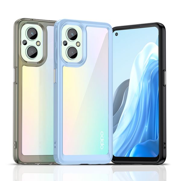 Étuis en acrylique pour OPPO Realme 10 9i Q5X V20 A96 A97 F21 Reno 8 7 7Z Pro Lite 5G Antichoc Armure Couverture Téléphone TPU Border Case