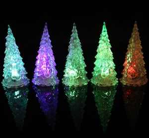Árbol de Navidad acrílico para niños, juguetes emisores de luz LED, luz nocturna de destello de cristal de siete colores, regalos de Navidad, superventas
