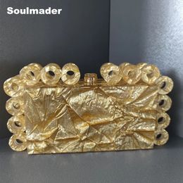 Acryl clutch bag vrouwen designer avondfeest box portemonnee goud ivoor zwarte parel kleur handtas wholsale 240119