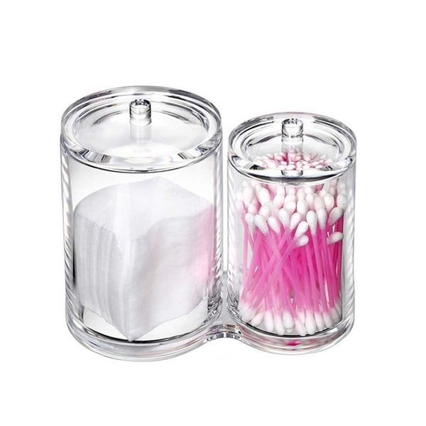 Acrylique Cosmétique Boîte De Rangement Coton-Tige Tampon Transparent En Plastique Bijoux Antipoussière 210423