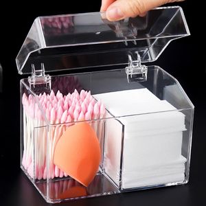 Transparnet Cosmetische Box Acryl Wattenstaafje Opslaghouder Draagbare Transparante Make-up Medicijnkussentje Container Sieraden Organizer Case 1222084