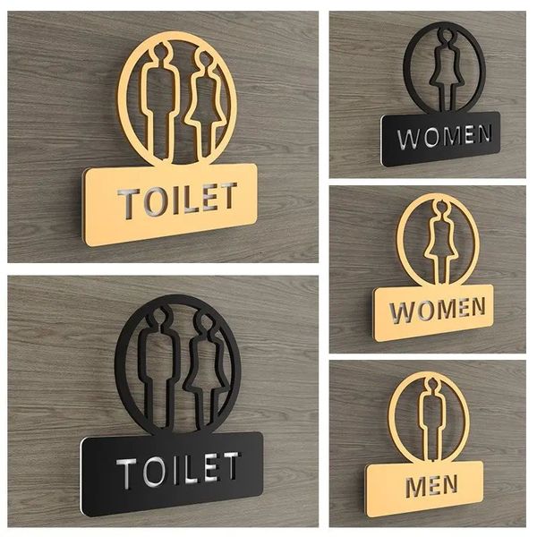 Acrylique créatif moderne signe de toilette salle de bains toilettes WC plaques de porte femmes hommes symbole pour bureau public el Restaurant 231226