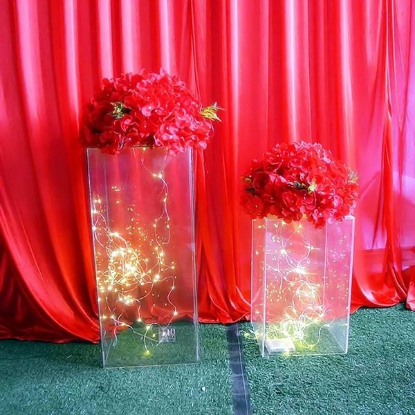 Acrylique cristal carré colonne mariage fleur allée canal mariage festival décoration fleur stand route décoration style colonne stand