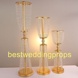 Acrylic Crystal Wedding Gold Stand CenterPiece Tafel Kaarshouder Bruiloft Centrum Evenement Party Decoration Flower Stand Beste0084