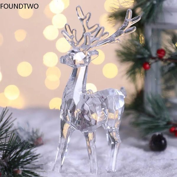 Acrylique de cerfs figurines Figurines Ornement de bureau Transparent Reindeer Sculpture Miniatures de Noël Décoration du bureau à domicile 240416