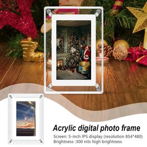 Acryl digitaal PO -frame 5 inch 1000 mAh verticaal display IPS -scherm 2G Memory Battery Porta Retato 240401