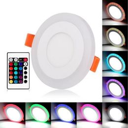 Acrylique Dimmable double couleur blanc RVB intégré panneau lumineux LED 6 W 9 W 18 W 24 W Downlight lumières encastrées éclairage intérieur avec télécommande 229R