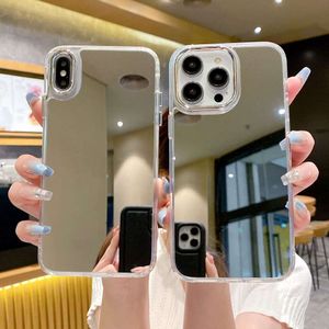 Acryl -geëlektroplateerde lens Beauty Mirror Protective Phone Case voor 15 Pro Max