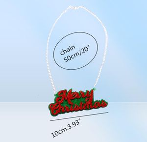 Acryl Glitter Merry Christmas Letter Pendant ketting voor vrouwen man ketting meisjes kinderen trendy sieraden schattige accessoires18862268147330