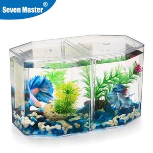 Acrylique Guppy Fish Tank Deux Splits Aquarium Betta Fish Bowl Transparent Aquarium Écloserie Élevage Isolation Boîte 240124