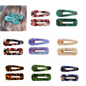 Acrylique cheveux BB Clip Snap Barrette accessoires épingle à cheveux filles Boutique acide acétique Rectangle goutte d'eau Hairgrip paquet cadeau 50 paire FJ902