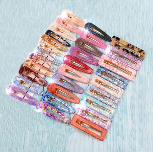 Acrylique Cheveux BB Clip Snap Barrettes Accessoires Épingle À Cheveux Femmes Filles Acide Acétique Léopard Rectangle Brillant Feuille D'étain Hairgrip 100pcs FJ901