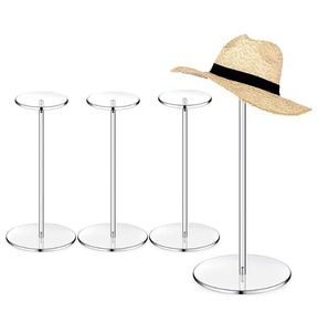 Acryl Hoed Stand Wig Display Rack Clear Stand Baseball Hat Rack Stand Square Round Acryl Risers voor display hoed sieraden