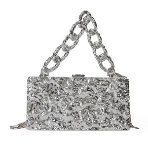 Sacs à main en acrylique pour femmes, boîte à glace craquelée, tendance, sac à bandoulière carré avec chaîne, coque rigide, petit sac à main de soirée