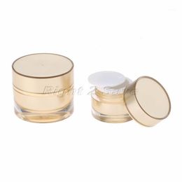 Jar de acrílico 5G 10G Gold Face Cream Recipiente cosmético Cosmético Botella de envasado redondo vacío Herramienta de maquillaje de viaje recargable