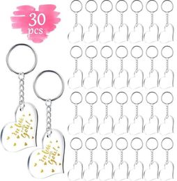 Círculos de discos transparentes monogramados en blanco de llavero en blanco con llave de llave de llave de división de metal DIY Valentine039s Día G7625306