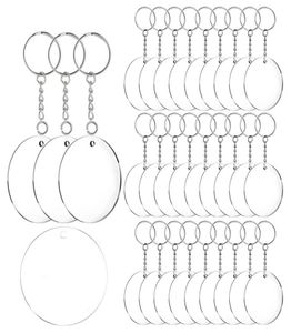 Acryl-Schlüsselanhänger-Rohlinge, 60 Stück, 5,1 cm Durchmesser, runde, transparente Acrylscheiben, Kreise mit geteilten Metall-Schlüsselanhängerringen4720389