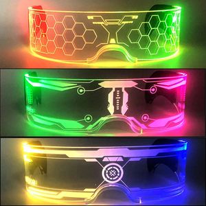 Acryl Led Luminous Glasses Glow Party Glazen Neon Light Up Visor -bril Dj Bar Party Eyewear voor Halloween Christmas 240320