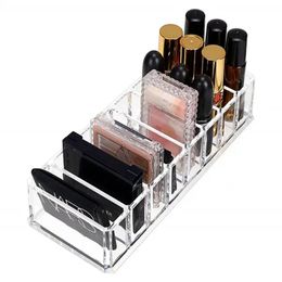 Acryl make -up compacte poederhouder blush oogschaduw lippenstift organisator 8 slots make -up display opslagcase